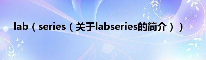 lab（series（關于labseries的簡介））