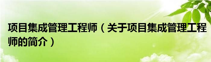 項(xiàng)目集成管理工程師（關(guān)于項(xiàng)目集成管理工程師的簡(jiǎn)介）