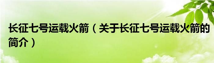 長征七號運(yùn)載火箭（關(guān)于長征七號運(yùn)載火箭的簡介）