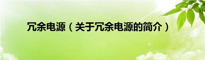 冗余電源（關于冗余電源的簡介）