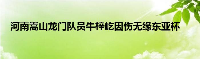 河南嵩山龍門隊(duì)員牛梓屹因傷無緣東亞杯