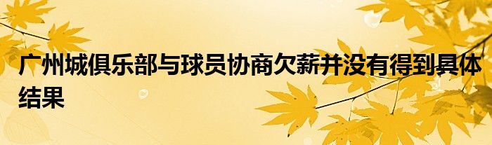 廣州城俱樂(lè)部與球員協(xié)商欠薪并沒(méi)有得到具體結(jié)果