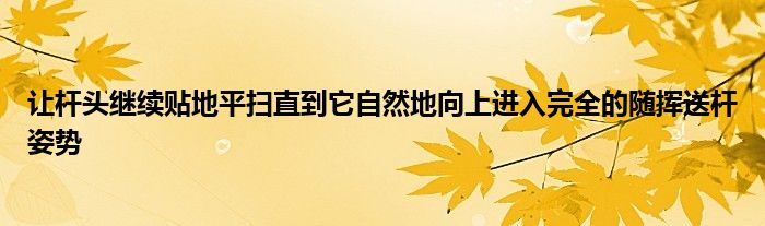 讓桿頭繼續(xù)貼地平掃直到它自然地向上進入完全的隨揮送桿姿勢