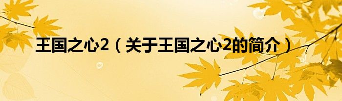 王國(guó)之心2（關(guān)于王國(guó)之心2的簡(jiǎn)介）