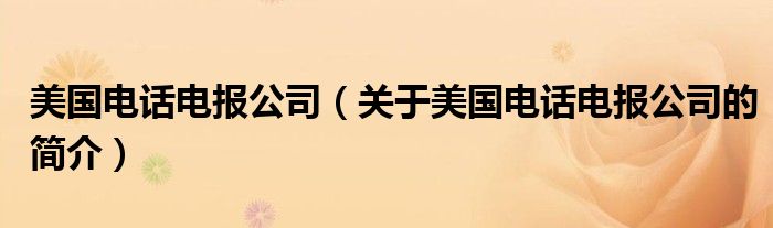 美國(guó)電話電報(bào)公司（關(guān)于美國(guó)電話電報(bào)公司的簡(jiǎn)介）