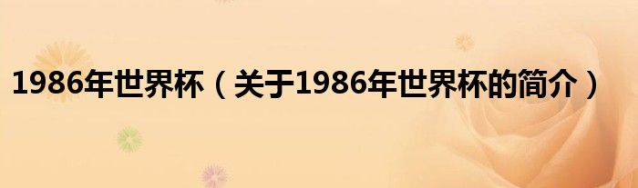 1986年世界杯（關于1986年世界杯的簡介）