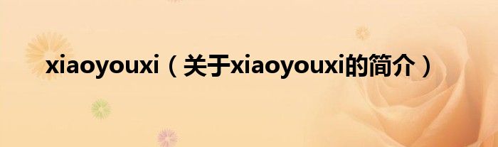 xiaoyouxi（關于xiaoyouxi的簡介）