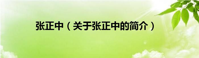 張正中（關(guān)于張正中的簡(jiǎn)介）