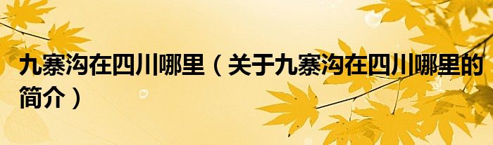 九寨溝在四川哪里（關于九寨溝在四川哪里的簡介）