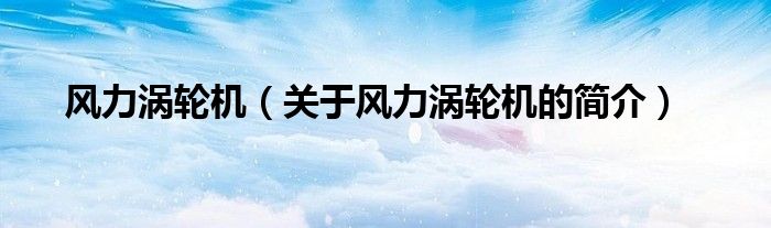 風(fēng)力渦輪機（關(guān)于風(fēng)力渦輪機的簡介）