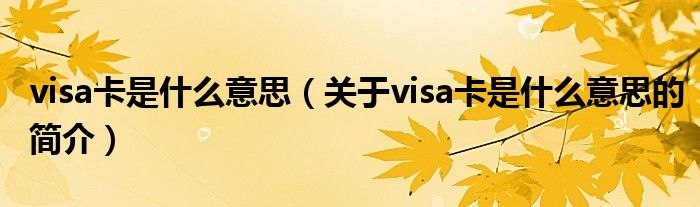 visa卡是什么意思（關于visa卡是什么意思的簡介）