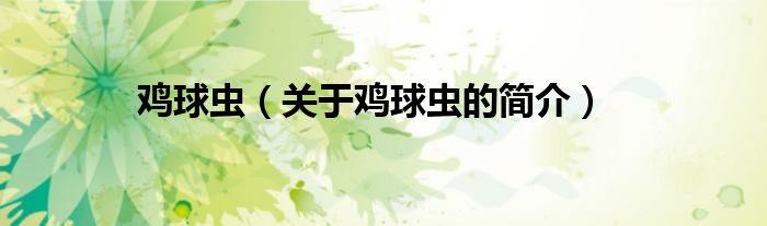 雞球蟲(chóng)（關(guān)于雞球蟲(chóng)的簡(jiǎn)介）