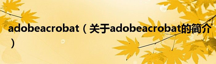 adobeacrobat（關于adobeacrobat的簡介）