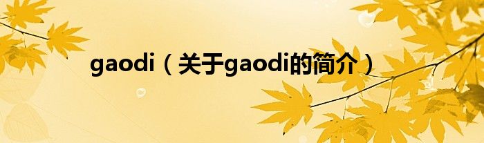 gaodi（關(guān)于gaodi的簡介）