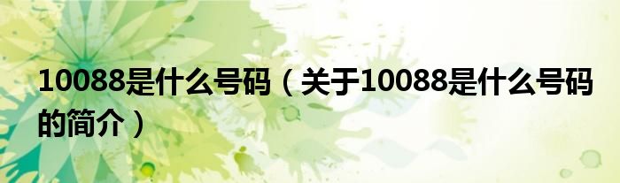 10088是什么號碼（關(guān)于10088是什么號碼的簡介）