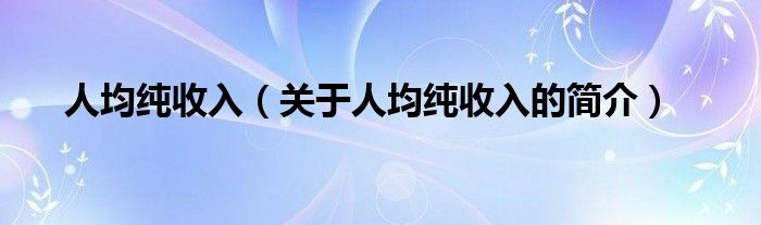 人均純收入（關(guān)于人均純收入的簡(jiǎn)介）