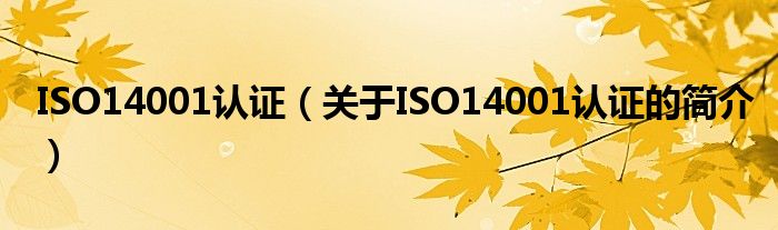 ISO14001認證（關(guān)于ISO14001認證的簡介）