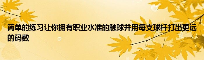 簡單的練習讓你擁有職業(yè)水準的觸球并用每支球桿打出更遠的碼數(shù)