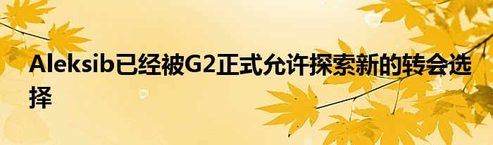 Aleksib已經(jīng)被G2正式允許探索新的轉會選擇