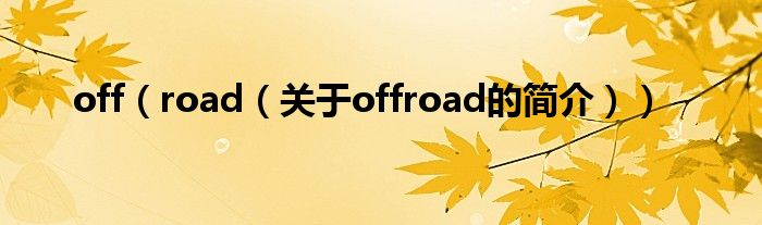 off（road（關(guān)于offroad的簡介））