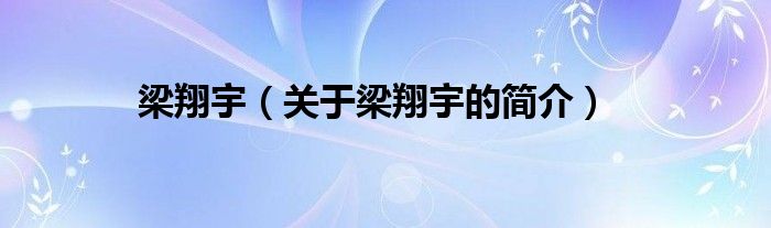 梁翔宇（關(guān)于梁翔宇的簡(jiǎn)介）