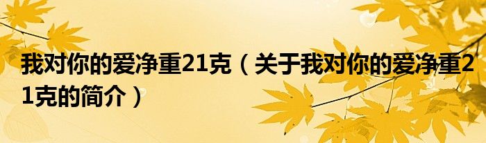 我對你的愛凈重21克（關(guān)于我對你的愛凈重21克的簡介）