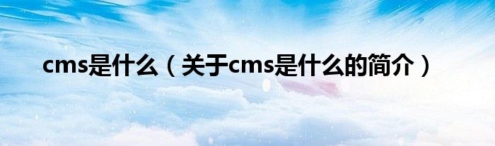 cms是什么（關于cms是什么的簡介）