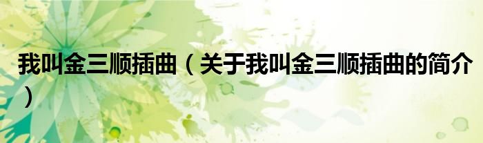 我叫金三順插曲（關(guān)于我叫金三順插曲的簡(jiǎn)介）