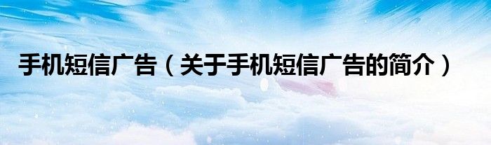 手機短信廣告（關(guān)于手機短信廣告的簡介）