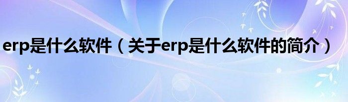 erp是什么軟件（關(guān)于erp是什么軟件的簡介）