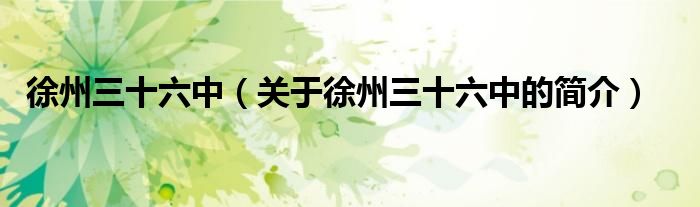 徐州三十六中（關(guān)于徐州三十六中的簡(jiǎn)介）