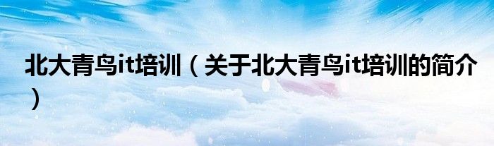 北大青鳥it培訓(xùn)（關(guān)于北大青鳥it培訓(xùn)的簡(jiǎn)介）