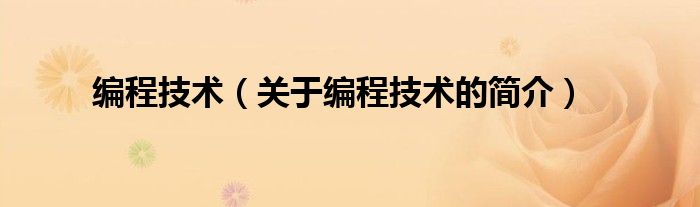 編程技術(shù)（關(guān)于編程技術(shù)的簡(jiǎn)介）