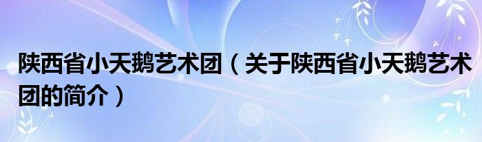 陜西省小天鵝藝術(shù)團（關(guān)于陜西省小天鵝藝術(shù)團的簡介）