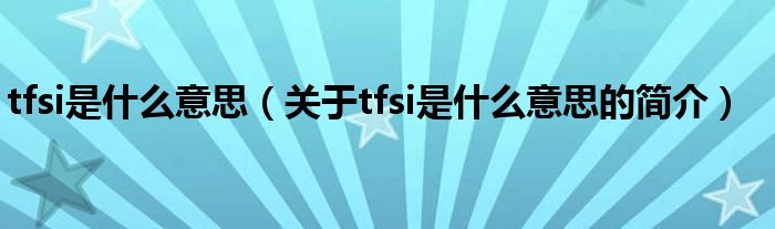 tfsi是什么意思（關于tfsi是什么意思的簡介）