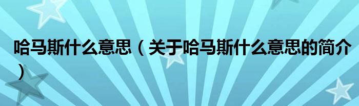 哈馬斯什么意思（關(guān)于哈馬斯什么意思的簡(jiǎn)介）