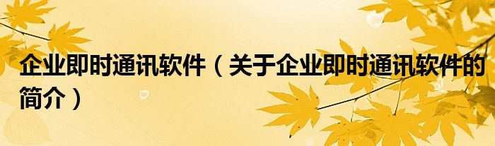 企業(yè)即時(shí)通訊軟件（關(guān)于企業(yè)即時(shí)通訊軟件的簡介）