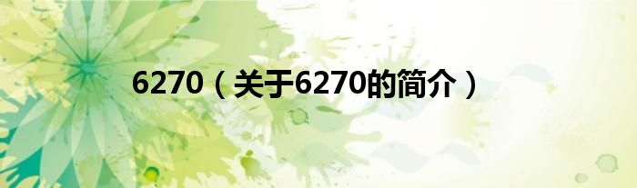 6270（關(guān)于6270的簡(jiǎn)介）