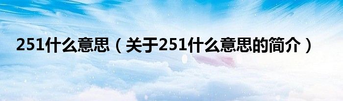 251什么意思（關于251什么意思的簡介）