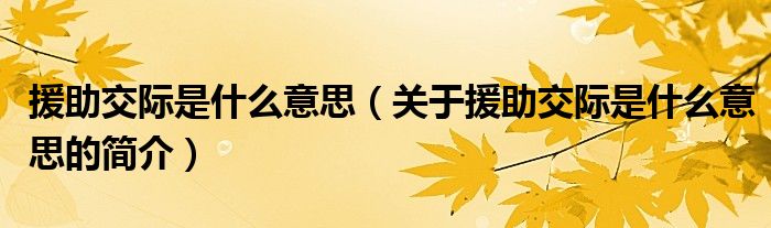 援助交際是什么意思（關(guān)于援助交際是什么意思的簡介）