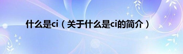 什么是ci（關于什么是ci的簡介）