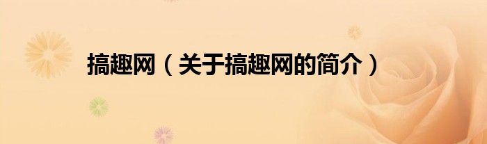 搞趣網(wǎng)（關(guān)于搞趣網(wǎng)的簡介）