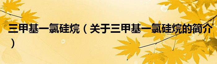 三甲基一氯硅烷（關(guān)于三甲基一氯硅烷的簡(jiǎn)介）