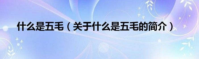 什么是五毛（關(guān)于什么是五毛的簡介）