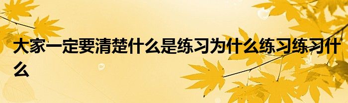 大家一定要清楚什么是練習為什么練習練習什么