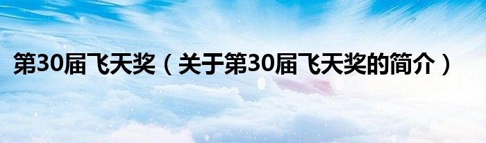 第30屆飛天獎（關(guān)于第30屆飛天獎的簡介）