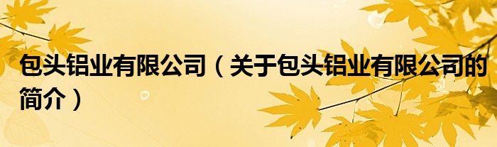 包頭鋁業(yè)有限公司（關(guān)于包頭鋁業(yè)有限公司的簡介）