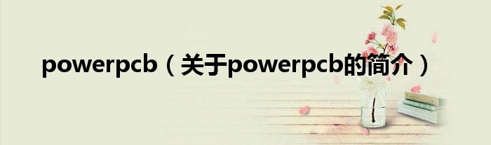 powerpcb（關(guān)于powerpcb的簡(jiǎn)介）