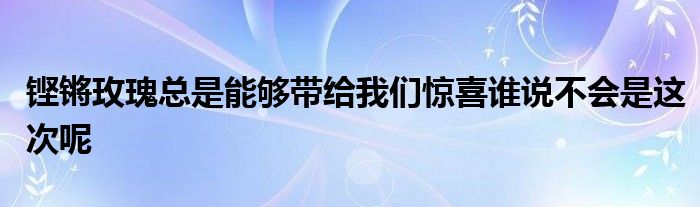 鏗鏘玫瑰總是能夠帶給我們驚喜誰說不會(huì)是這次呢