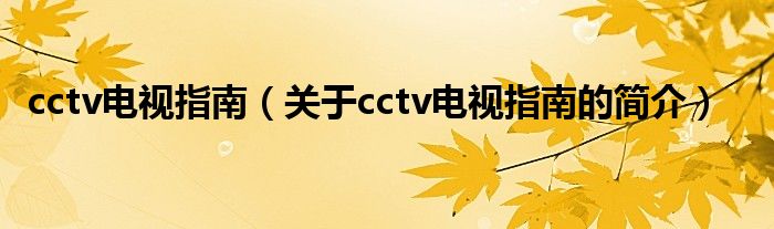 cctv電視指南（關(guān)于cctv電視指南的簡(jiǎn)介）